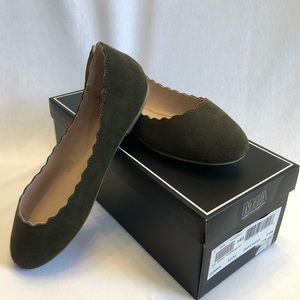 3/$12 Mia Olive Green Suede Flats NIB
